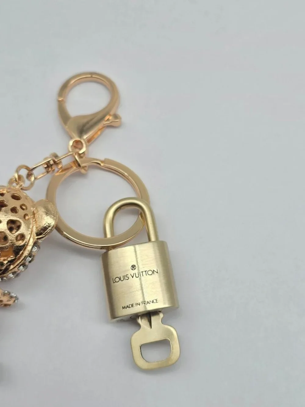 Louis Vuitton Authentic Gold Padlock 🔑 Key + Stylish Unbranded Lion Bag Charm